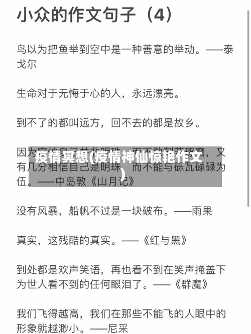 疫情冥想(疫情神仙惊艳作文)-第3张图片