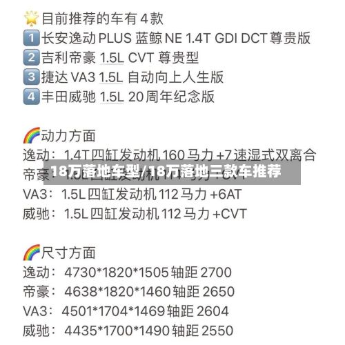18万落地车型/18万落地三款车推荐