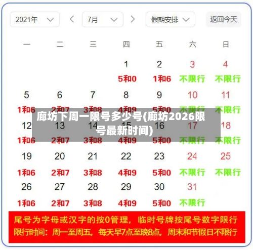 廊坊下周一限号多少号(廊坊2026限号最新时间)