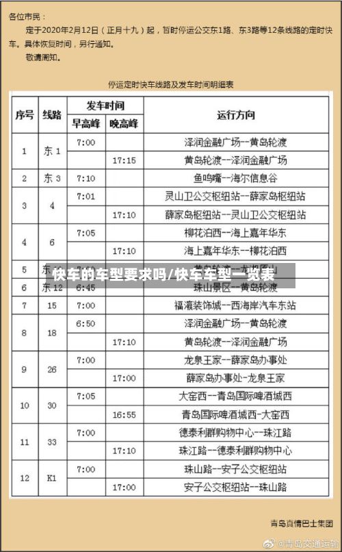 快车的车型要求吗/快车车型一览表