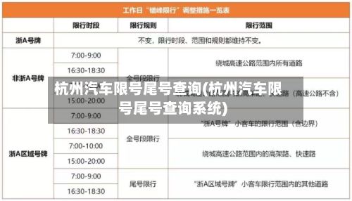 杭州汽车限号尾号查询(杭州汽车限号尾号查询系统)