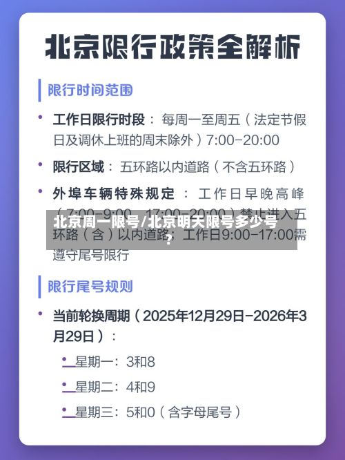 北京周一限号/北京明天限号多少号?