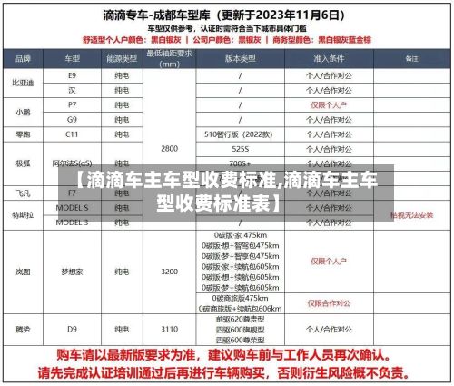 【滴滴车主车型收费标准,滴滴车主车型收费标准表】