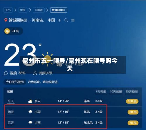 亳州市五一限号/亳州现在限号吗今天-第3张图片