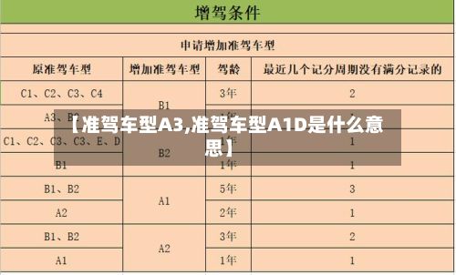 【准驾车型A3,准驾车型A1D是什么意思】-第2张图片